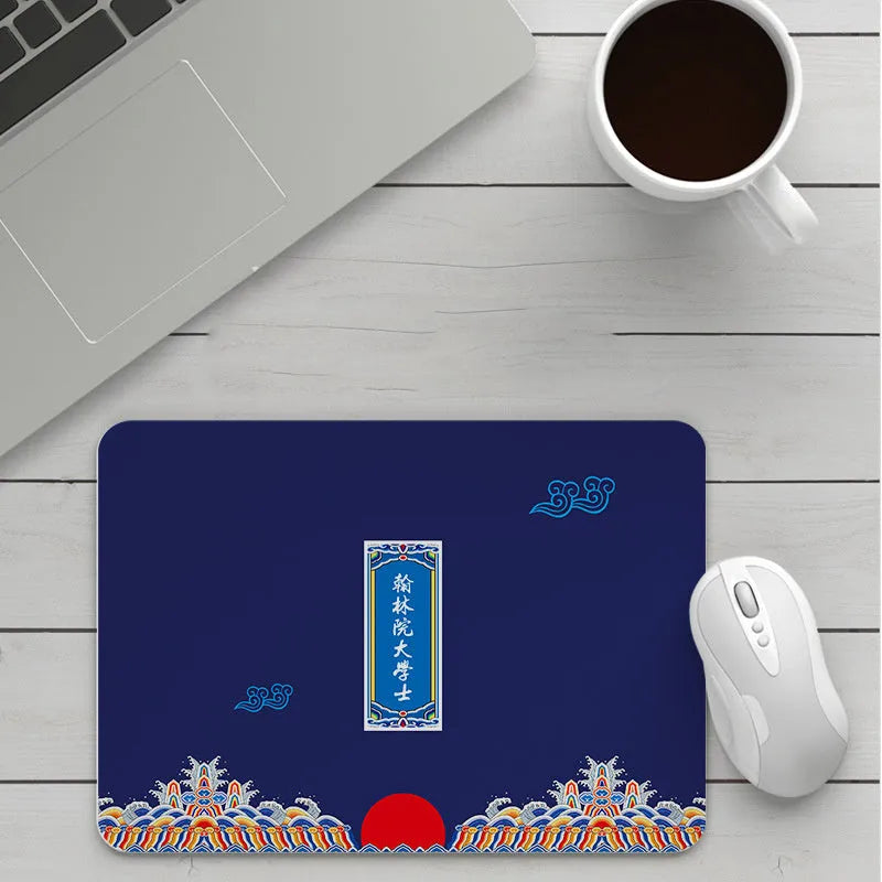 Customisable thick cartoon mouse pad with non-slip base, showing sample patterns like strawberry, cat, and whale designs.