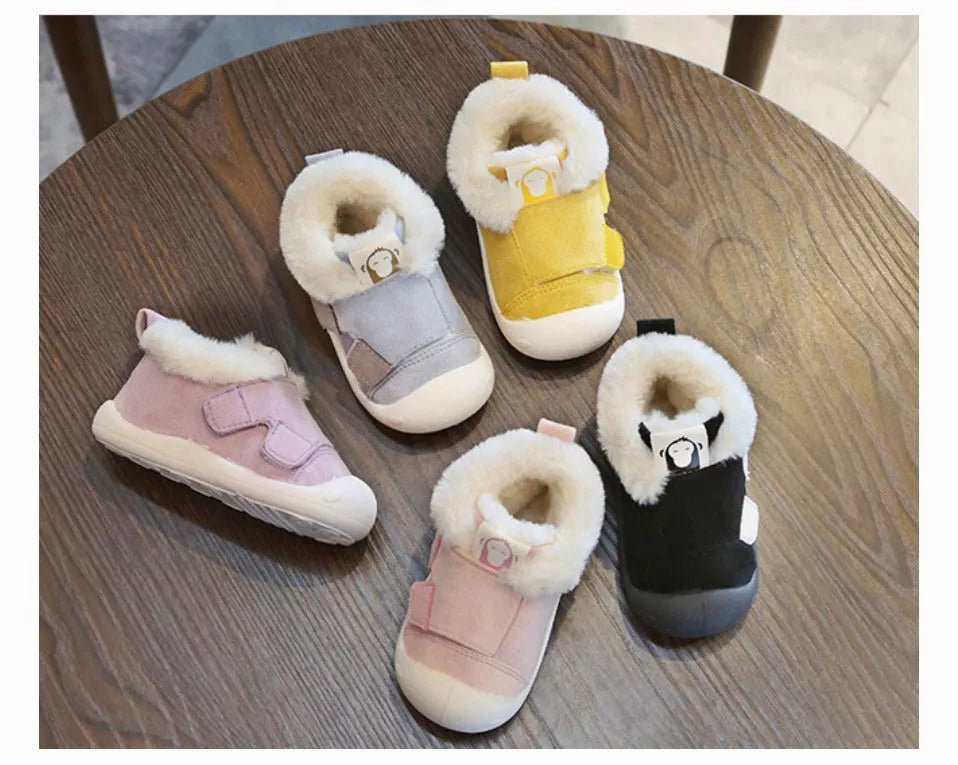 Velvet toddler shoes with non-slip soles in various colors