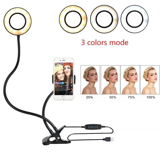 Hhomeenjoy Adjustable LED Selfie Ring Light with Flexible Stand for Flawless Makeup Videos