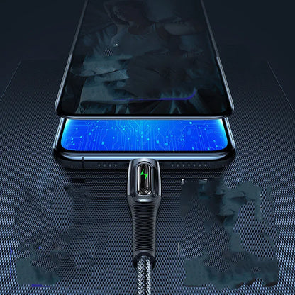 Black braided lightning cable with zinc alloy connectors for iPhone 12 with smart charging protection