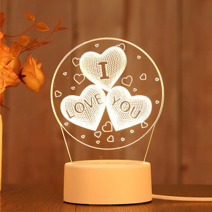 Creative USB bedside night light with acrylic castle scene, 20x17.5cm size, touch control for three light modes