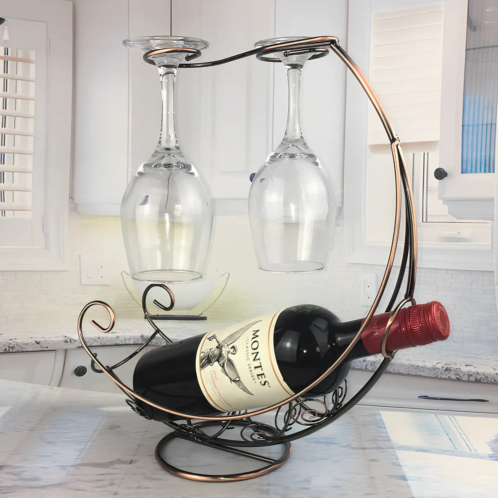 Stainless steel wine rack measuring 320mm wide with wine bottle storage