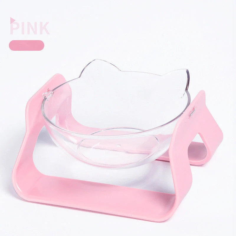 Adjustable Oblique Mouth Cat Bowl in Pearl White, Cherry Pink, Ocean Blue, and Bamboo Charcoal Black