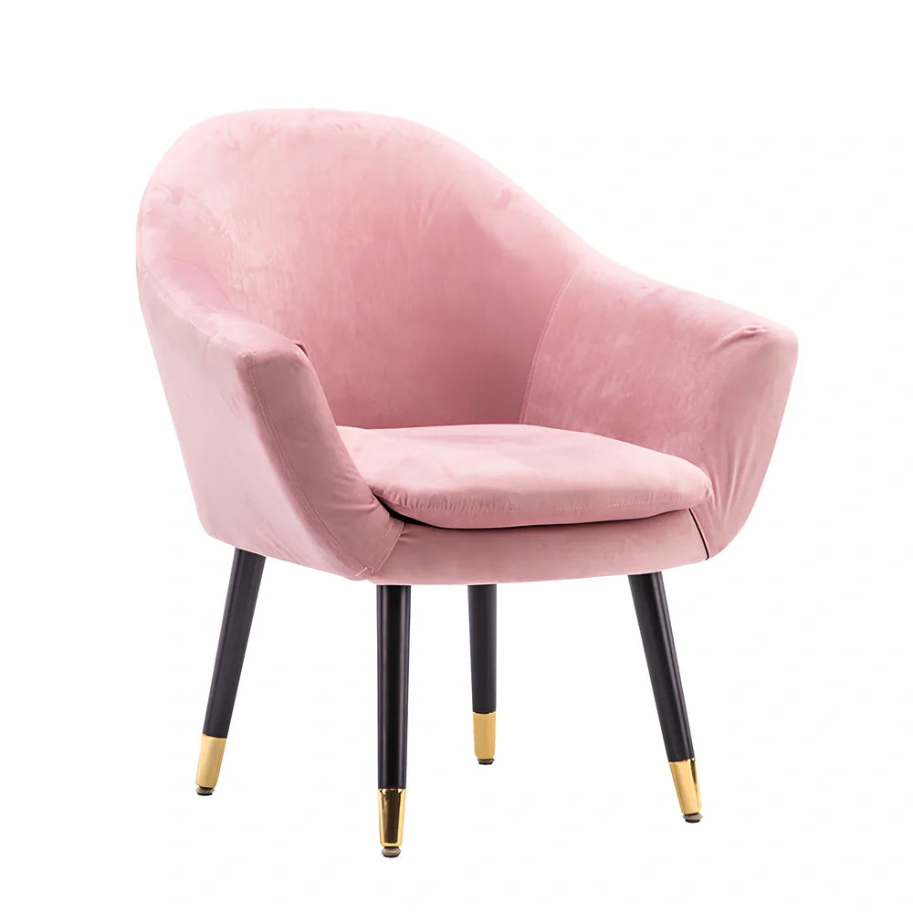 Pink fabric lounge sofa chair with compact 72cm width for small living spaces