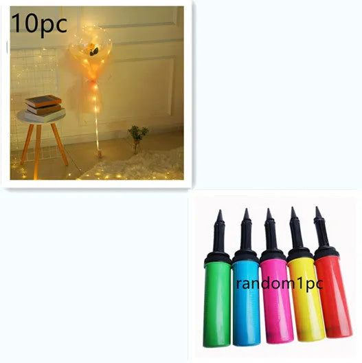 Transparent LED luminous balloon rose bouquet with artificial flowers and illuminated lights
