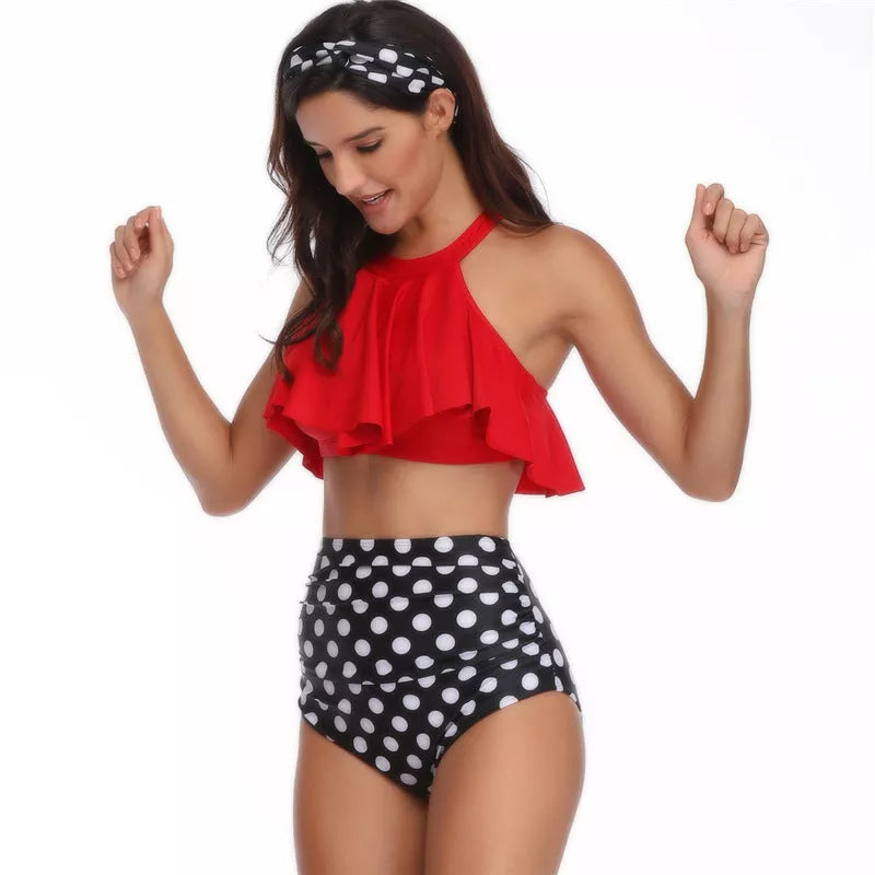 Nylon swimsuit for baby girls and women with chest pad in various colors