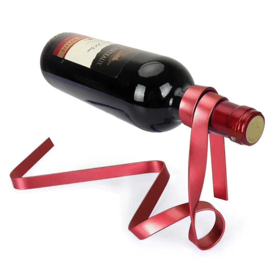 Floating illusion wine bottle holder measuring 36x16cm in black, gold, or red colours