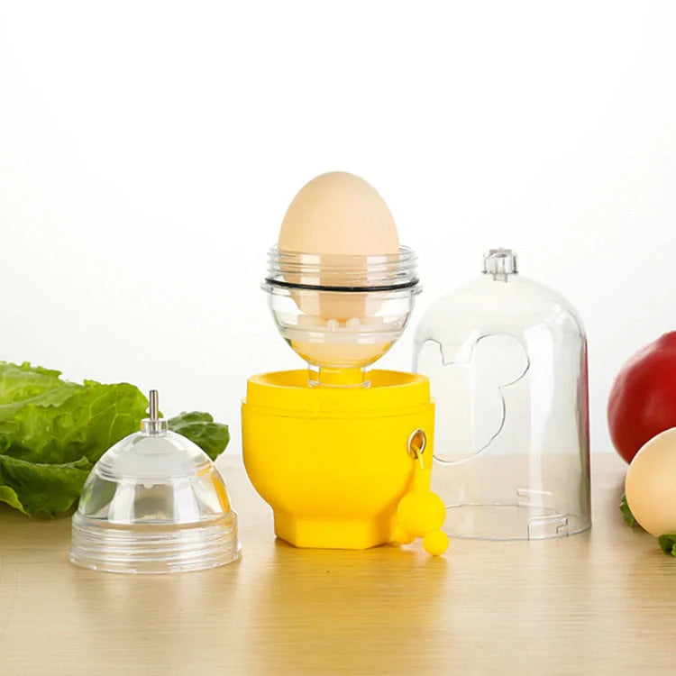 Manual egg mixer with golden egg puller for easy yolk mixing, durable PC cover, and food-grade silicone pads.