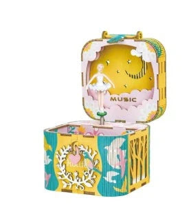 DIY 3D Kitty Ballet Wooden Puzzle with Moveable Music Box