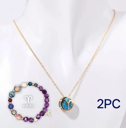 Natural stone beaded necklace and bracelet set with adjustable cord in twelve style variations