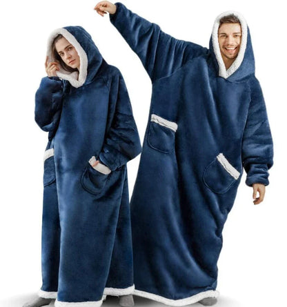 Cozy TV Blanket Hoodie in a variety of colors, featuring a plush polyester design with a front pocket and adjustable drawstring hood