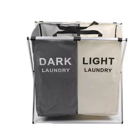 Foldable multi-layer dirty laundry basket with triple compartments and waterproof liner