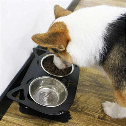 Elevated anti-spill pet food and water bowls in various color options, featuring a sleek and inclined design to prevent spills and keep meals fresh.