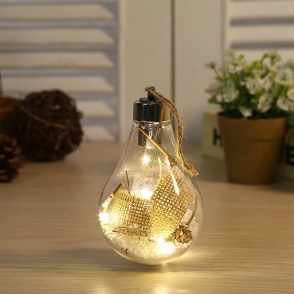 Transparent Christmas bulb ornament with bright colors, 7x7x11cm
