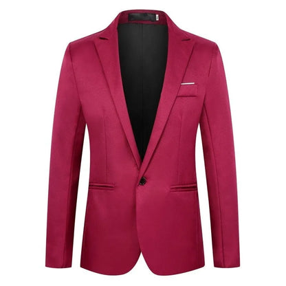 Men's acetate fibre wedding tuxedo jacket in loose fit, available in eight colours like wine red and sizes up to 5XL