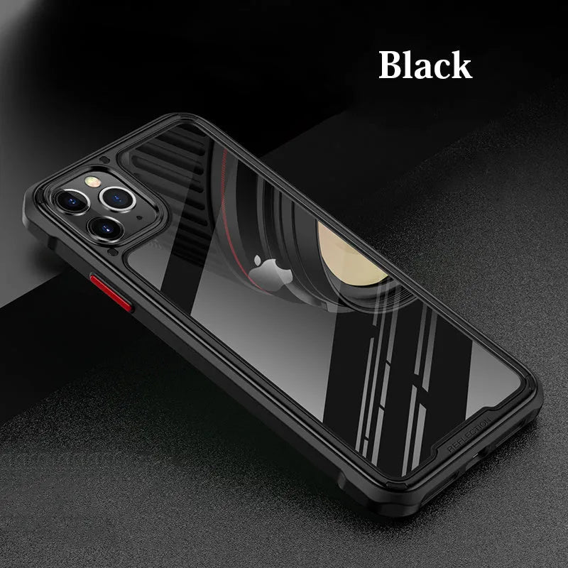 Transparent silicone phone case for iPhone 11 series showing six colour options
