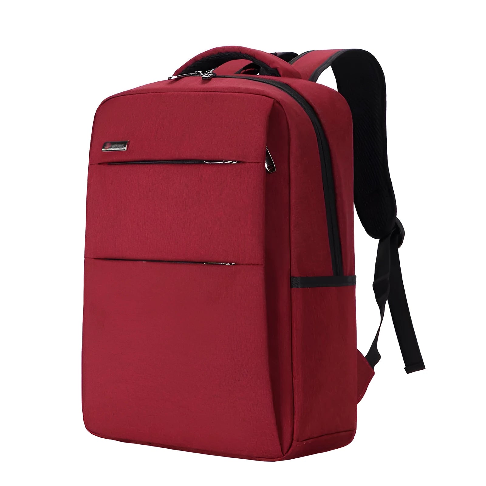 Rechargeable waterproof black Oxford cloth laptop backpack for a 15.6-inch computer.