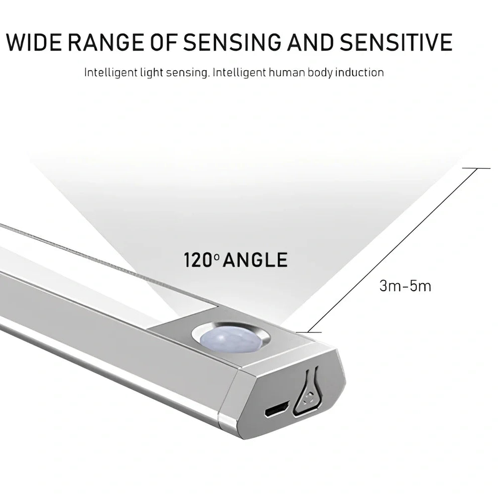 Wireless motion sensor LED light showing compact design and three colour temperature settings
