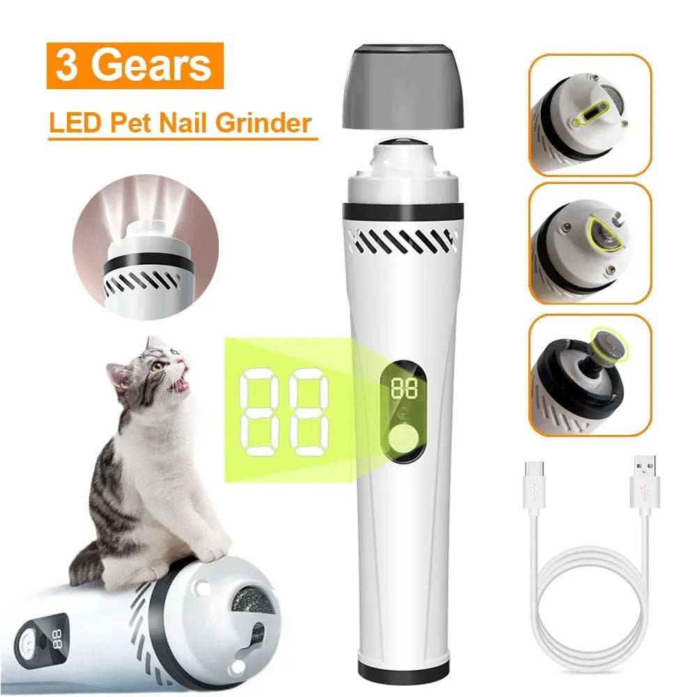 Pet automatic nail piercing device with LED display and dust collection for dog grooming