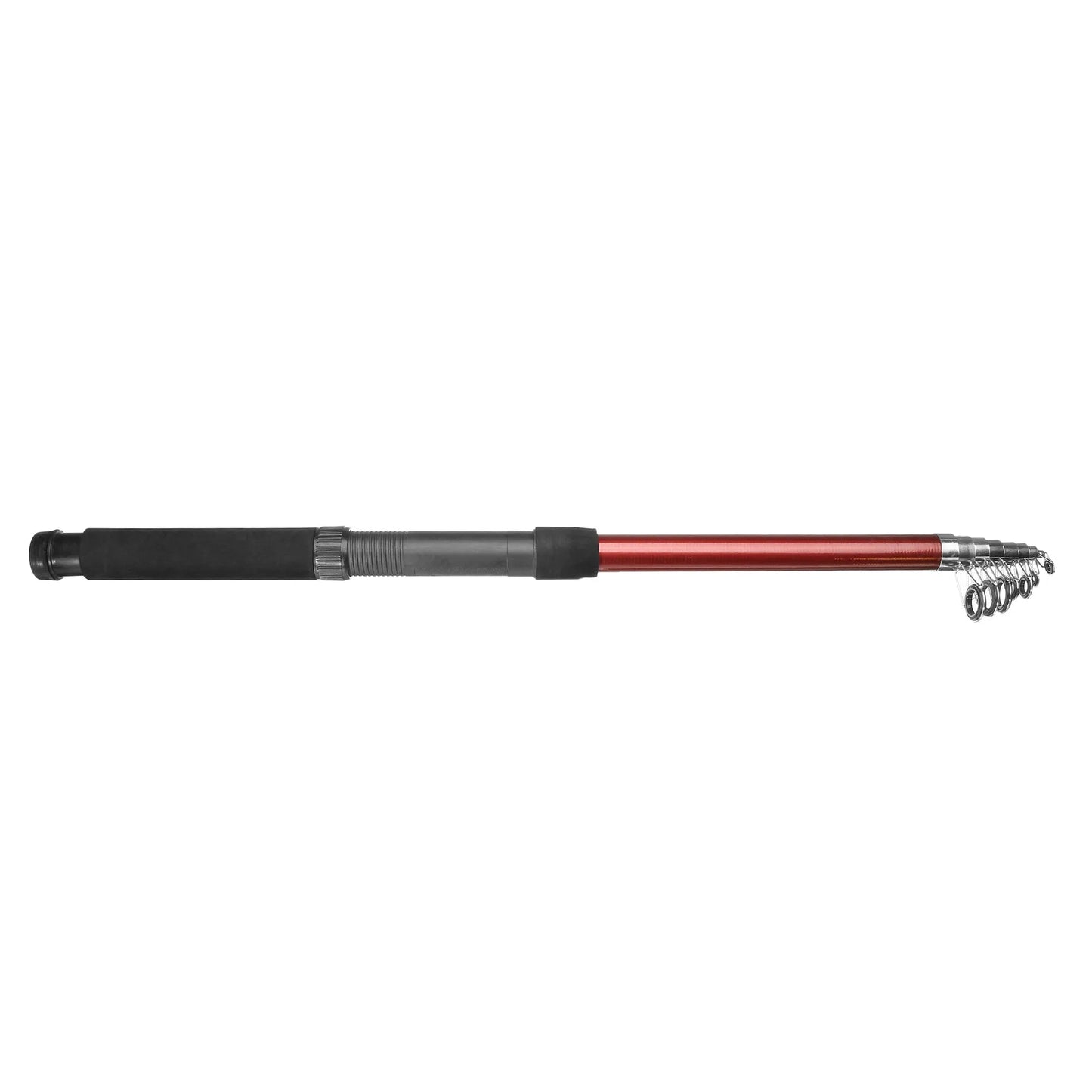 White LED fishing light on a tall telescopic pole, with a 12V battery clip cable and remote controller on grass.