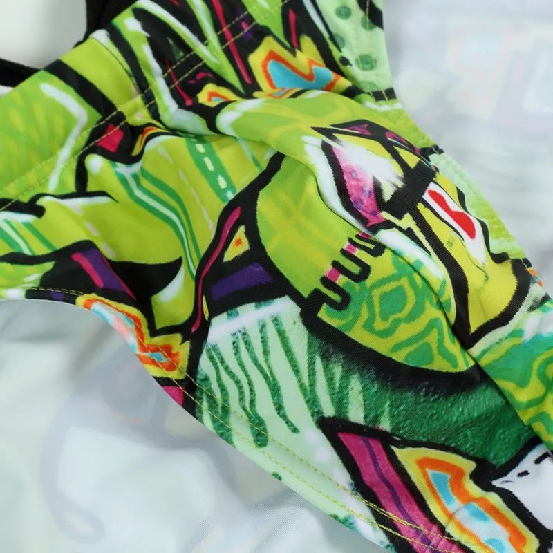 Men's printed swim trunks in quick-dry polyester fabric for swimming