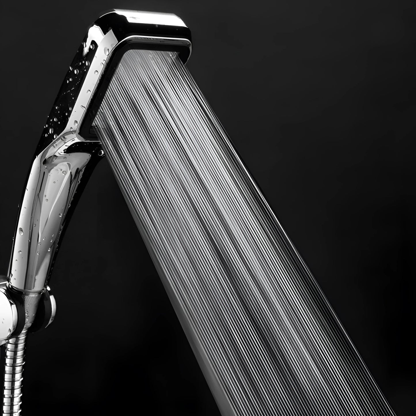 Orange plastic hand-held pressurised shower head with rain function
