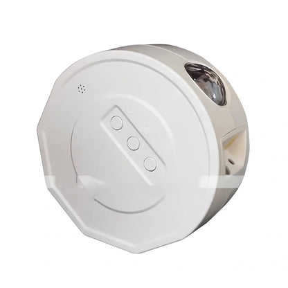 White Bluetooth starry sky projection lamp with remote control displaying nebula and wave light patterns