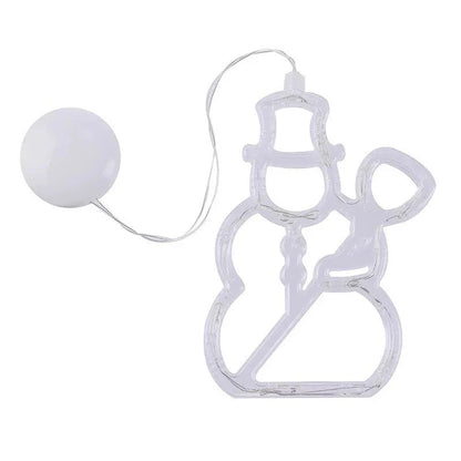 Decorative battery-powered LED chandelier lights with holiday-themed designs like Santa, snowmen, and stars