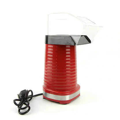 Red home popcorn machine with 1200W hot air popping system and 30cm dimensions