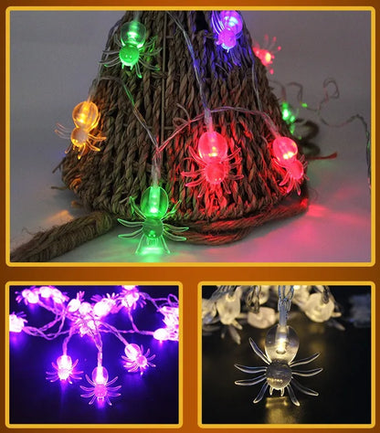 Halloween LED string lights with pumpkin, ghost and bat decorations on 1.2 metre battery-powered cord