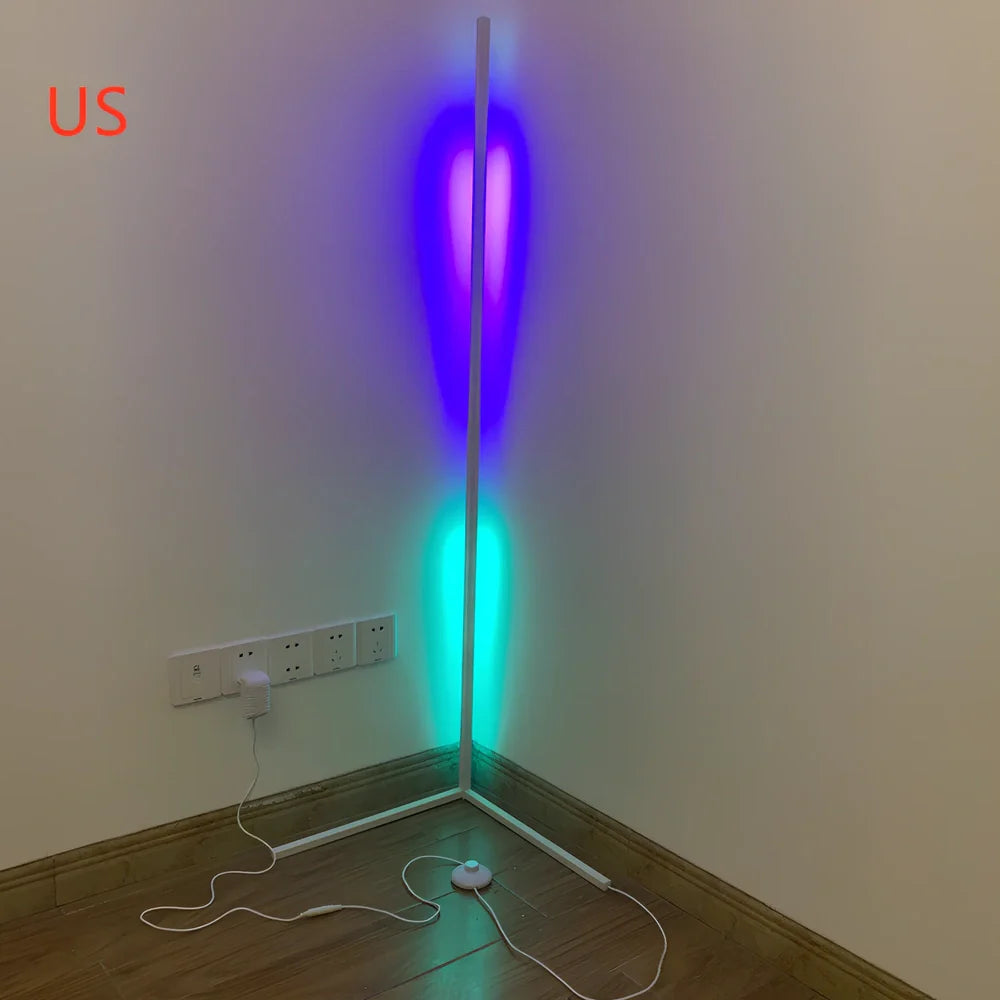 Corner floor lamp with aluminium alloy shade measuring 140cm height and 40cm diameter