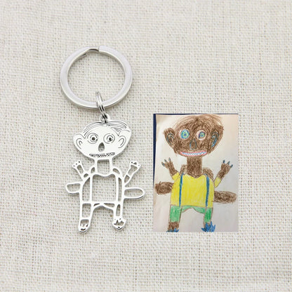 Custom stainless steel kids artwork necklace with personalized pendant