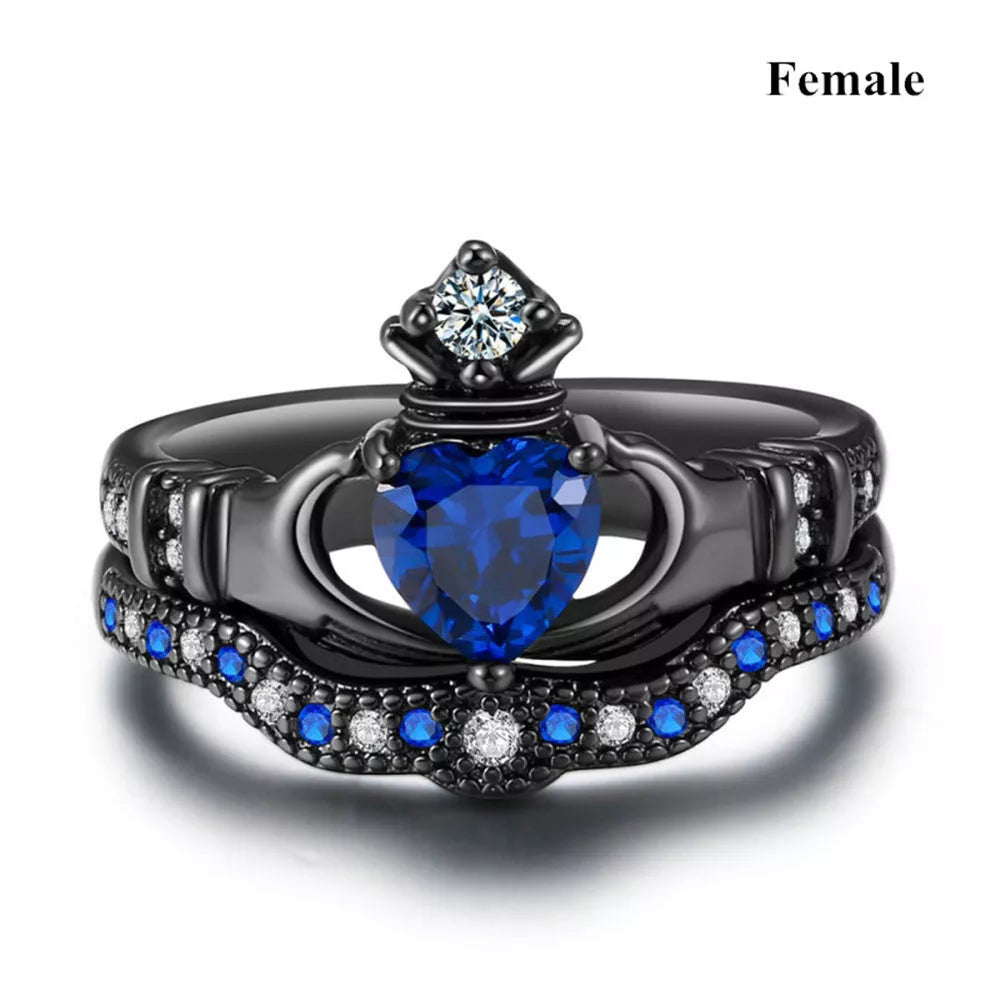 Crown love sapphire female ring with alloy setting and artificial gems