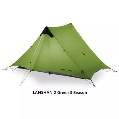 Silicon-coated poleless tent in green with rainproof feature
