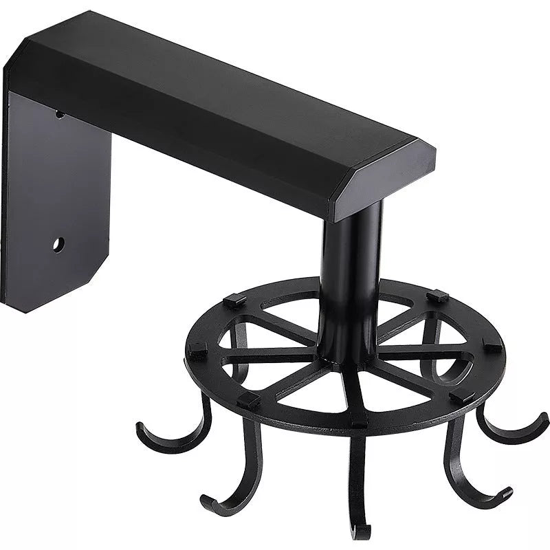 Space Aluminum Kitchen Rotating Hook Rack with 6 hooks in black or silver