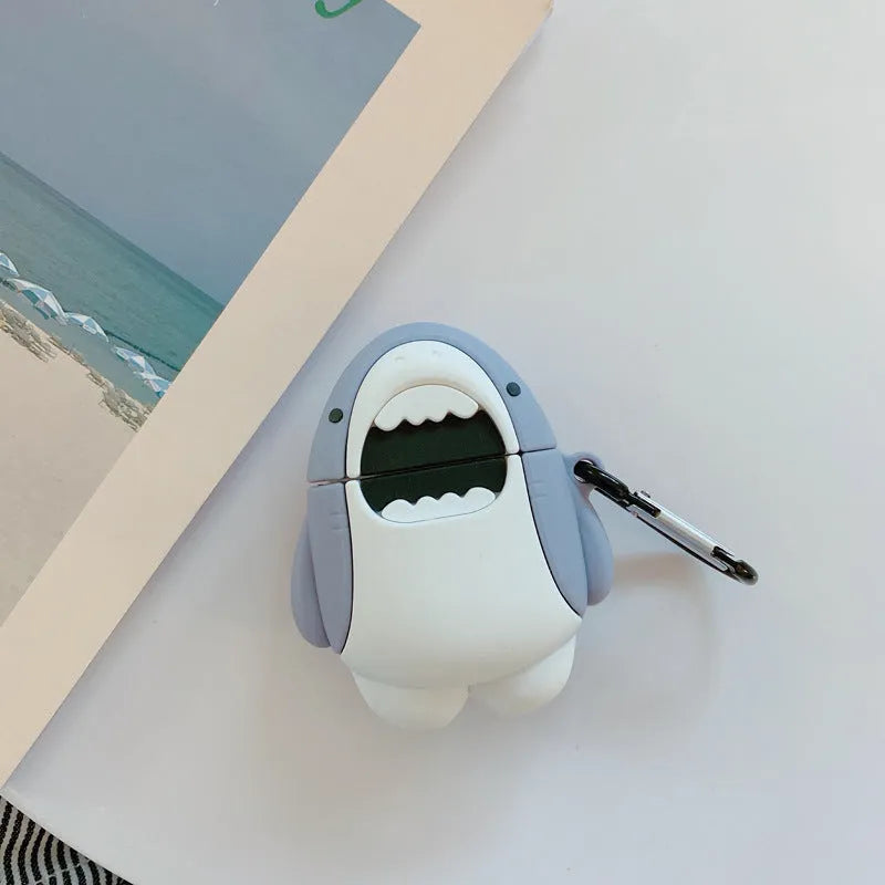 Silicone protective case for AirPods 1 and 2 with shark fin design
