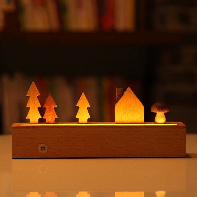 LED Forest Hut Night Light with romantic design and USB power