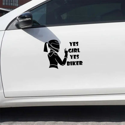 Cool Girl Rider character car decorative sticker in black, white, and laser colour options.