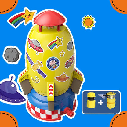 Outdoor water pressure rocket launcher toy for children's garden play with plastic construction