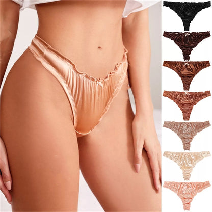 Satin Cotton Crotch T-back Women's Underwear 7PCS Set in various sizes