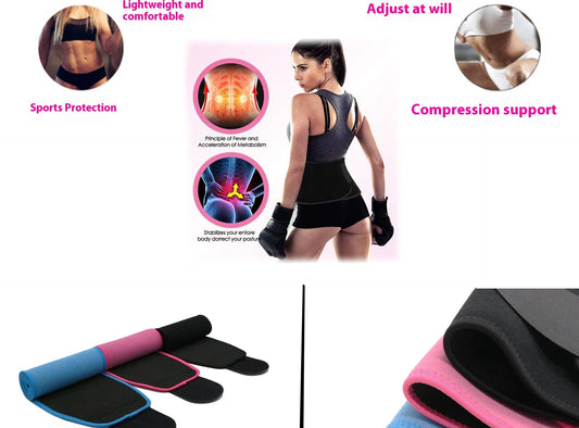 Neoprene lumbar support belt for running and fitness waist protection in adjustable design