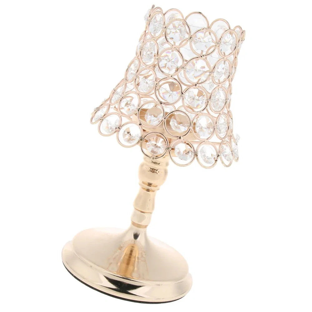 Iron electroplated candle holder with handcrafted crystal detailing in three sizes
