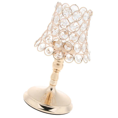 Iron electroplated candle holder with handcrafted crystal detailing in three sizes