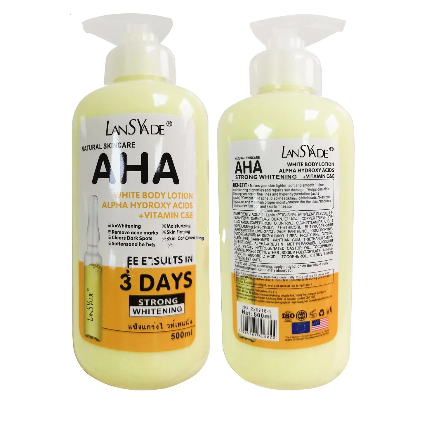 500ml Tartaric Acid VC Lotion bottle for skin brightening and moisturising