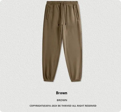 Men's velvet sweatpants with ankle banded cuffs in multiple solid colour options