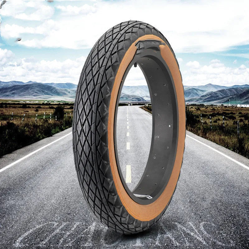 Brown rubber tyre for snowmobile and electric beach car, size 20x4.0 inches.
