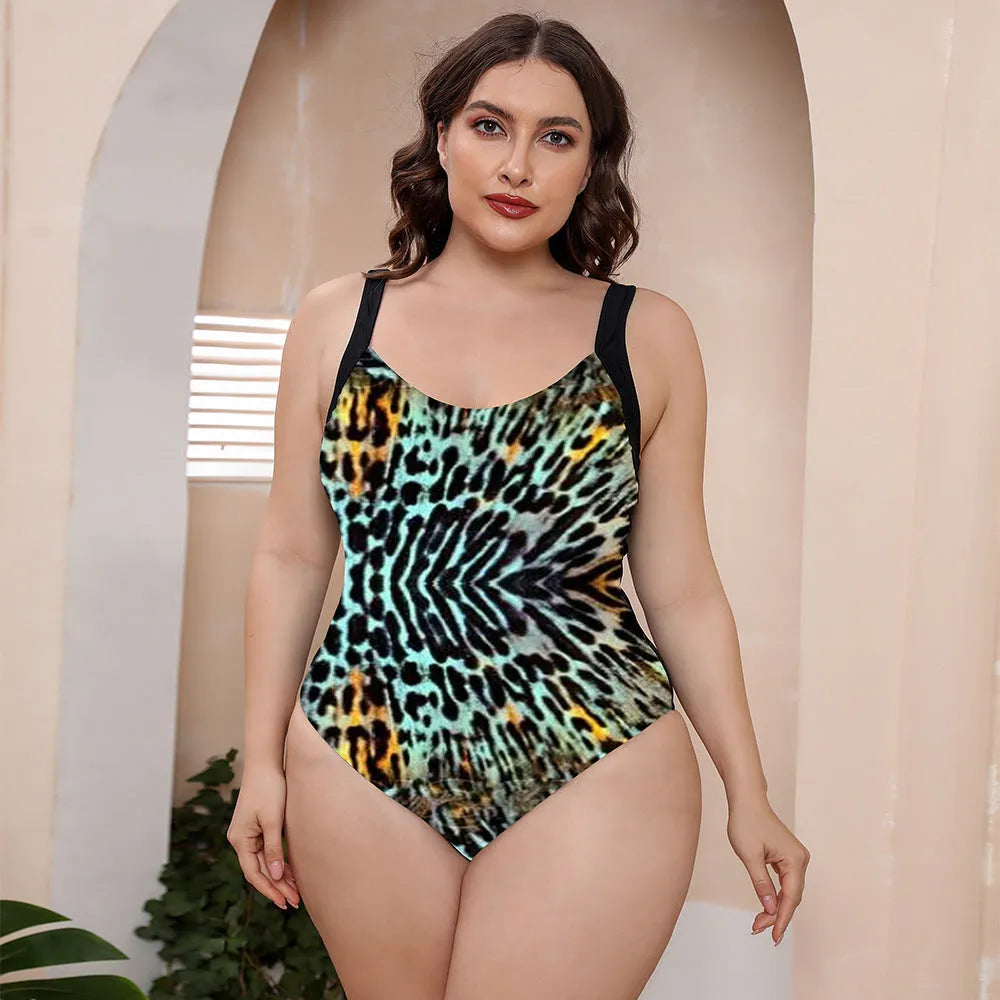 Conservative one-piece swimsuit with vest top and floral print for swimming and hot springs