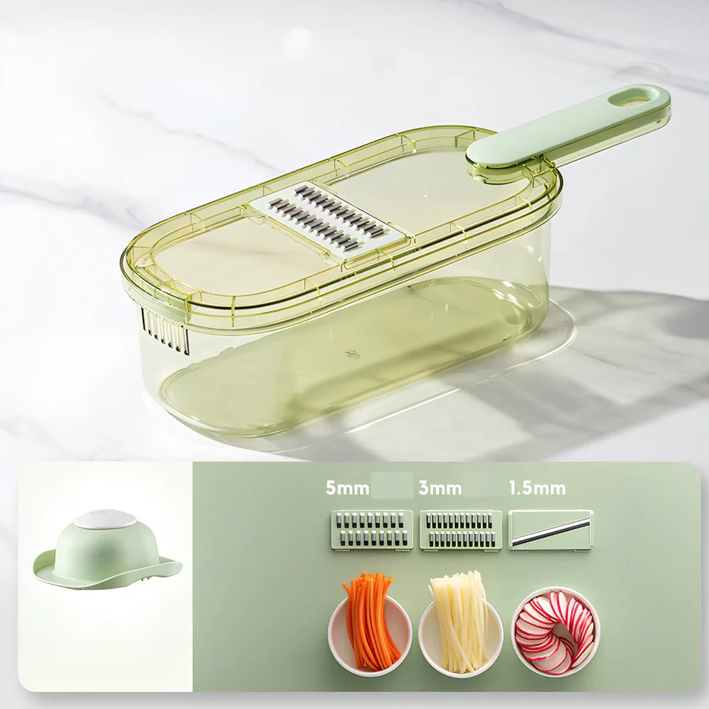 Shredded vegetable slicer with 304 stainless steel blades on 34.6cm PET cutting board