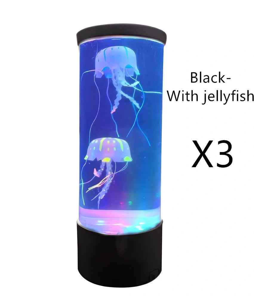 Black LED jellyfish aquarium lamp projecting 10m underwater scene from 1200mAh USB battery