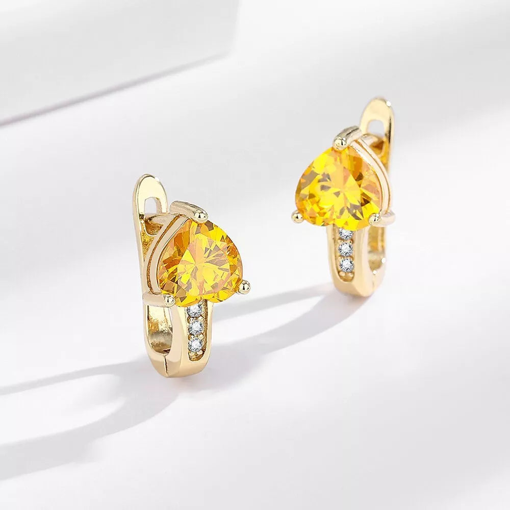 Loving Heart Zircon Ear Clips with diamond accents in heart-shaped design